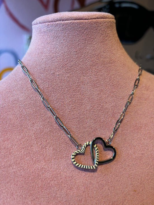 Ketting connected heart zilver