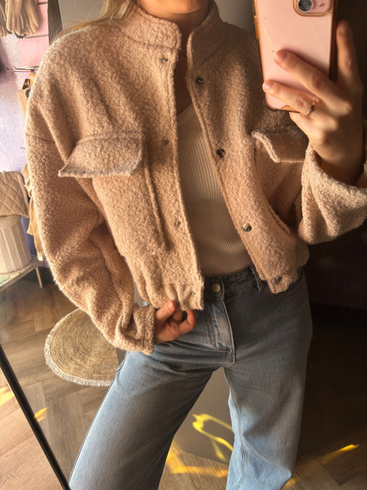 Teddy bomber beige