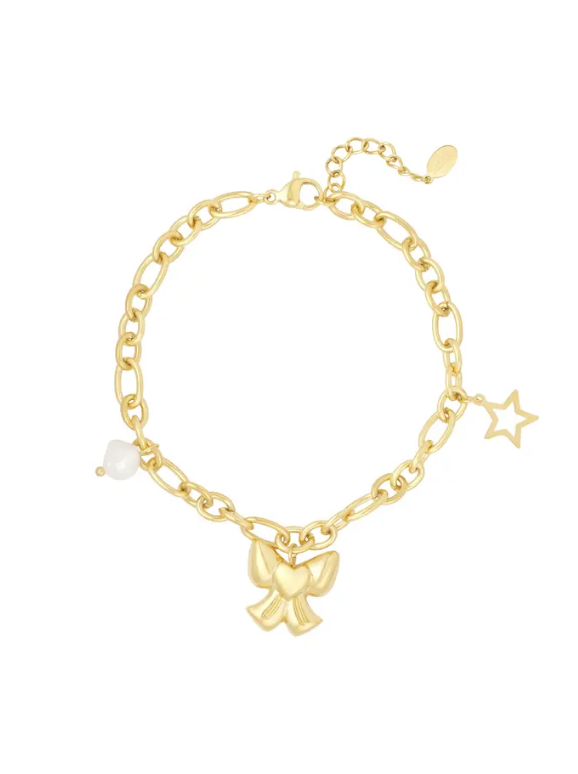 Armband strik bedel goud